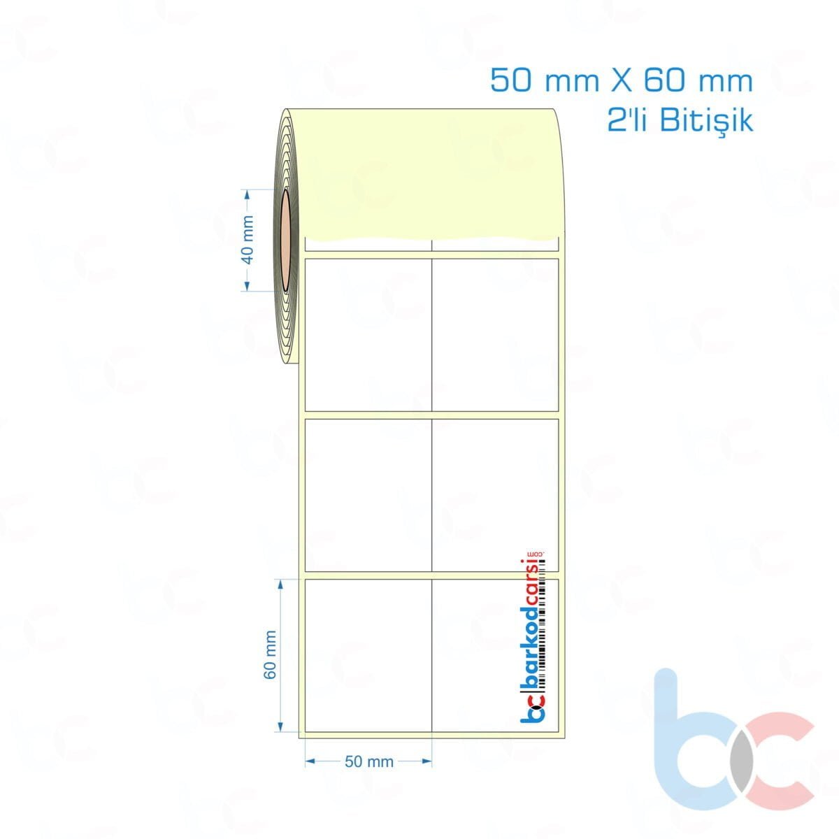 50X60 Mm 2'Li Bitişik Hazır Rulo Barkod Etiketi (Yapışkanlı) Kuşe / Vellum / Termal Etiket Fiyatı 50X60 Mm 2'Li Bitişik Etiket (Kuşe, Vellum, Eko / Lamine Termal) Fiyatları