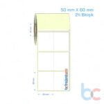 50x60 mm 2'li Bitişik Etiket (Kuşe, Vellum, Eko / Lamine Termal) Fiyatları