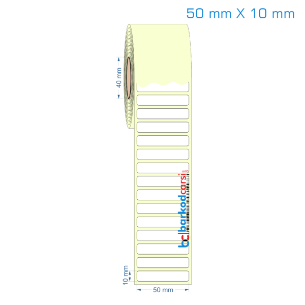 50x10 mm Etiket (Kuşe, Vellum, Eko / Lamine Termal) Fiyatları
