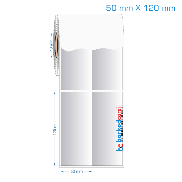50x120 mm 2 'li Bitişik Silvermat Etiket (Fiyatı)
