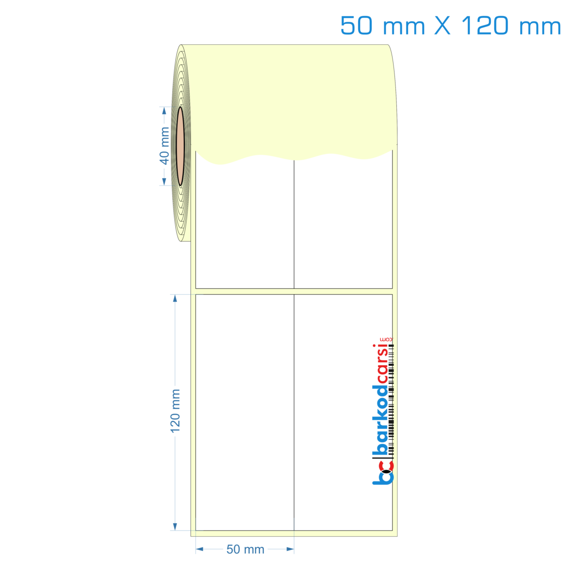 50X120 Mm 2 'Li Bitişik Hazır Rulo Barkod Etiketi (Yapışkanlı) Kuşe / Vellum / Termal Etiket Fiyatı 50X120 Mm Etiket (Kuşe, Vellum, Eko / Lamine Termal) Fiyatları