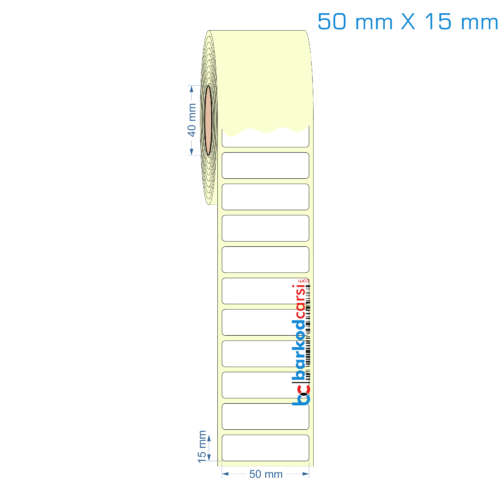 50x15 mm Etiket (Kuşe, Vellum, Eko / Lamine Termal) Fiyatları