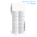 50x20 mm 2 'li Bitişik Silvermat Etiket (Fiyatı)