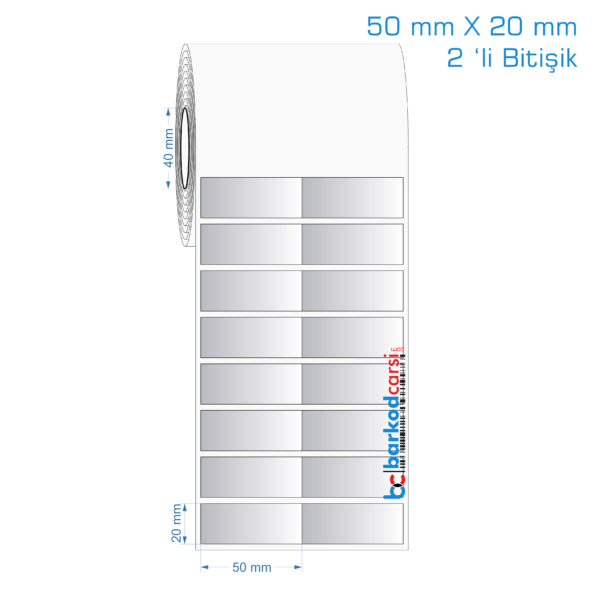 50x20 mm 2 'li Bitişik Silvermat Etiket (Fiyatı)