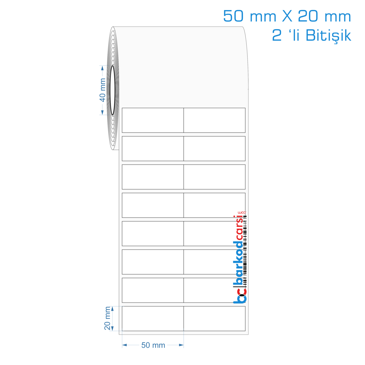 50X20 Mm 2 'Li Bitişik Hazır Rulo Pp Opak, Mat, Fastyre Etiketler 50X20 Mm 2 'Li Bitişik Opak / Mat Pp, Fastyre Etiket (Fiyatları)