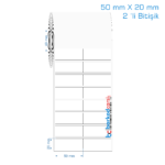 50x20 mm 2 'li Bitişik Opak / Mat PP, Fastyre Etiket (Fiyatları)