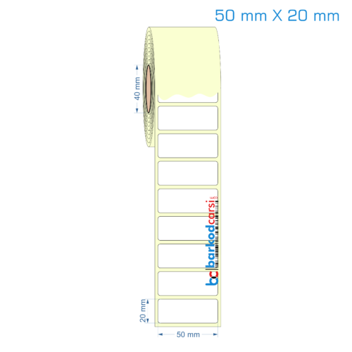 50x20 mm Etiket (Kuşe, Vellum, Eko / Lamine Termal) Fiyatları