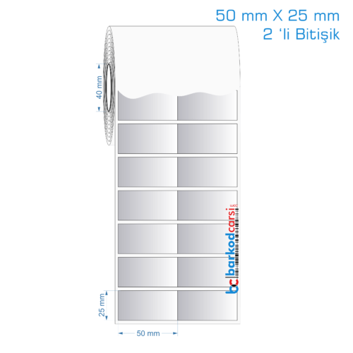 50x25 mm 2 'li Bitişik Silvermat Etiket (Fiyatı)