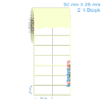 50x25 mm 2 'li Bitişik Etiket (Kuşe, Vellum, Eko / Lamine Termal) Fiyatları