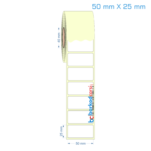 50x25 mm Etiket (Kuşe, Vellum, Eko / Lamine Termal) Fiyatları