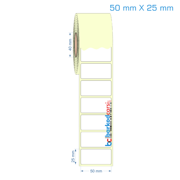50x25 mm Etiket (Kuşe, Vellum, Eko / Lamine Termal) Fiyatları