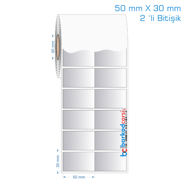 50x30 mm 2 'li Bitişik Silvermat Etiket (Fiyatı)