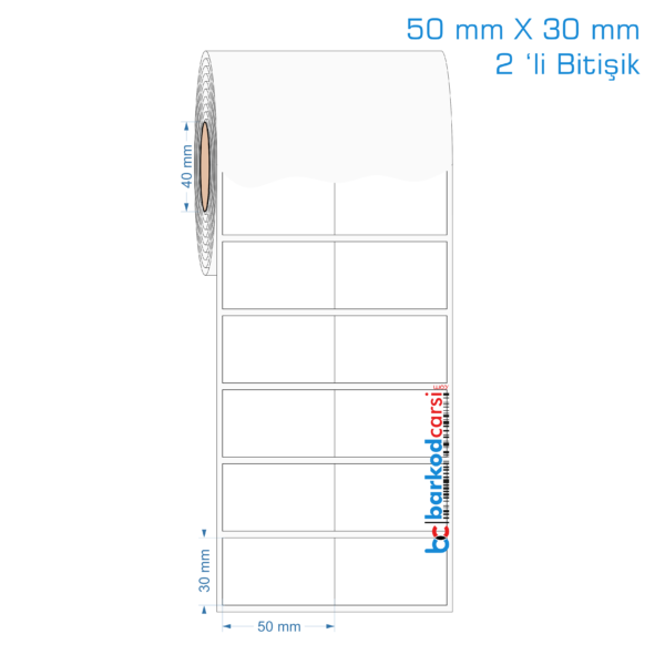 50x30 mm 2 'li Bitişik Opak / Mat PP, Fastyre Etiket (Fiyatları)