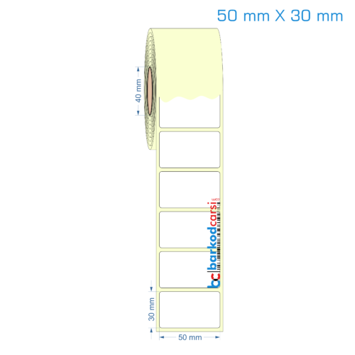 50x30 mm Etiket (Kuşe, Vellum, Eko / Lamine Termal) Fiyatları