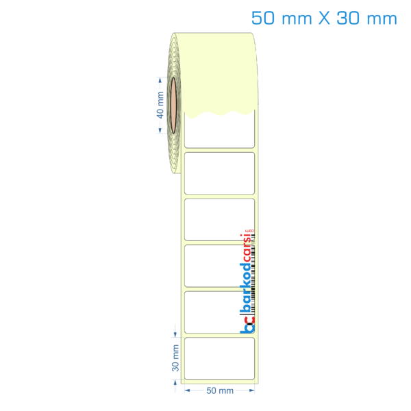 50x30 mm Etiket (Kuşe, Vellum, Eko / Lamine Termal) Fiyatları