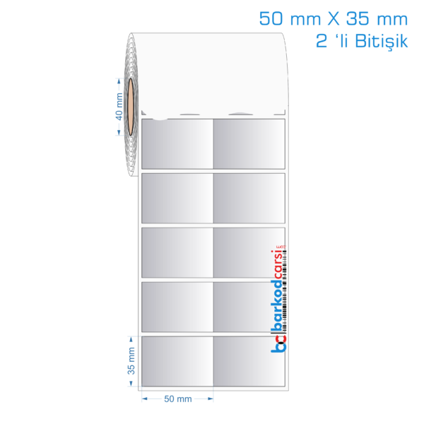 50x35 mm 2 'li Bitişik Silvermat Etiket (Fiyatı)