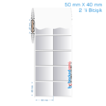 50x40 mm 2 'li Bitişik Silvermat Etiket (Fiyatı)