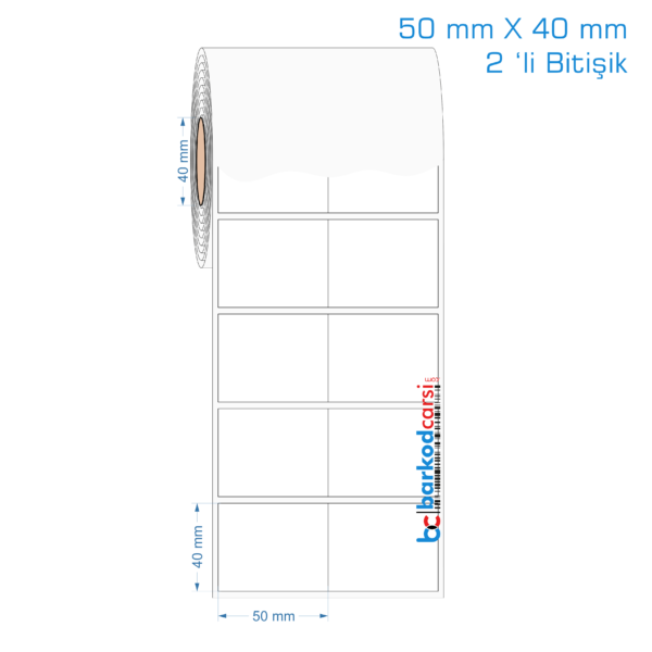 50x40 mm 2 'li Bitişik Opak / Mat PP, Fastyre Etiket (Fiyatları)