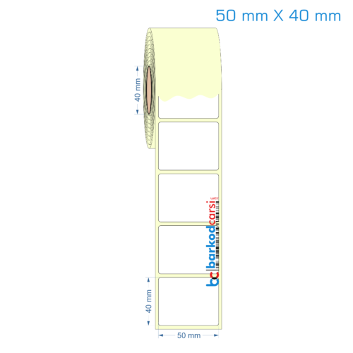 50x40 mm Etiket (Kuşe, Vellum, Eko / Lamine Termal) Fiyatları