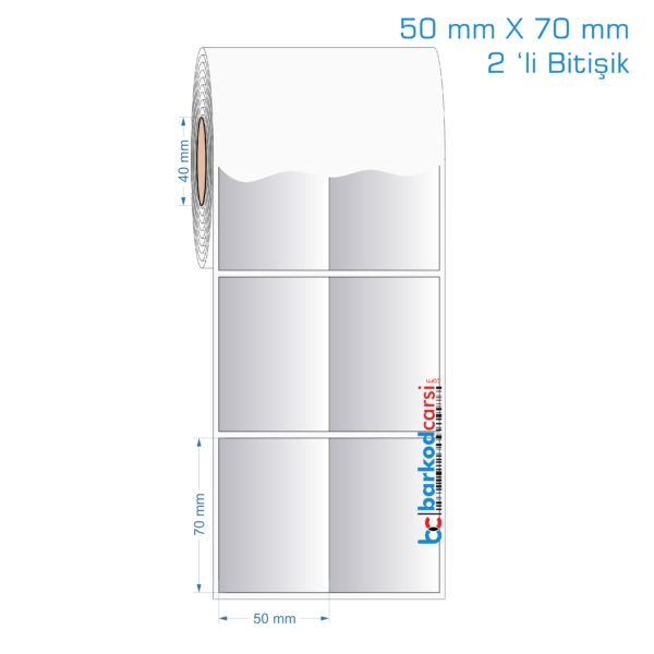 50x70 mm 2 'li Bitişik Silvermat Etiket (Fiyatı)