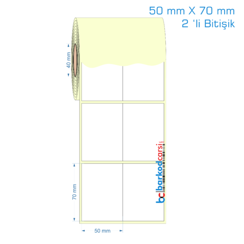 50x70 mm 2 'li Bitişik Etiket (Kuşe, Vellum, Eko / Lamine Termal) Fiyatları