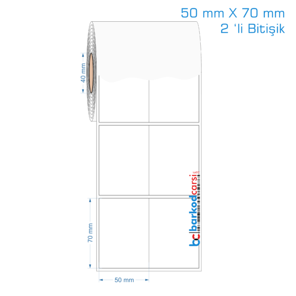 50x70 mm 2 'li Bitişik Opak / Mat PP, Fastyre Etiket (Fiyatları)