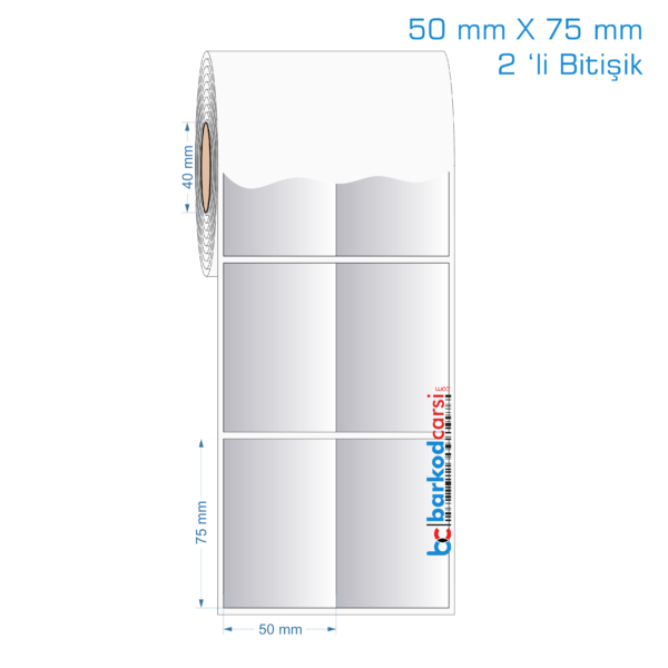 50x75 mm 2 'li Bitişik Silvermat Etiket (Fiyatı)