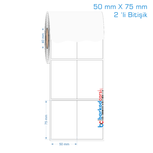 50x75 mm 2 'li Bitişik Opak / Mat PP, Fastyre Etiket (Fiyatları)