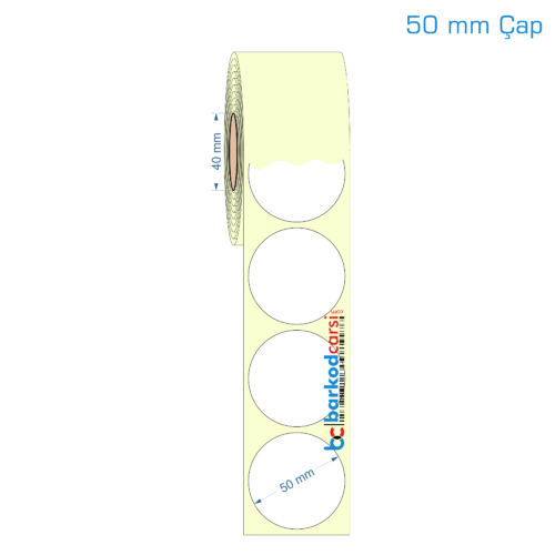 50 mm Çap Etiket (Kuşe, Vellum, Eko / Lamine Termal) Fiyatları