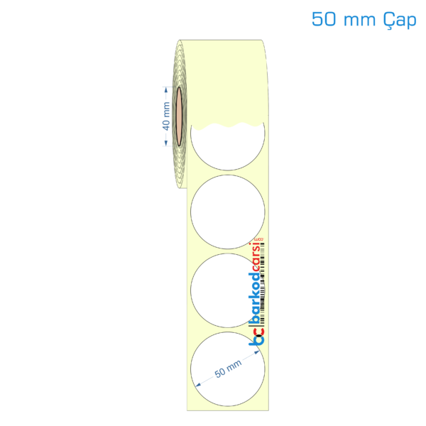 50 mm Çap Etiket (Kuşe, Vellum, Eko / Lamine Termal) Fiyatları