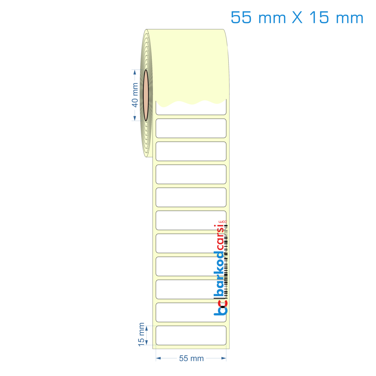 55X15 Mm Hazır Rulo Barkod Etiketi (Yapışkanlı) Kuşe / Vellum / Termal Etiket Fiyatı 55X15 Mm Etiket (Kuşe, Vellum, Eko / Lamine Termal) Fiyatları