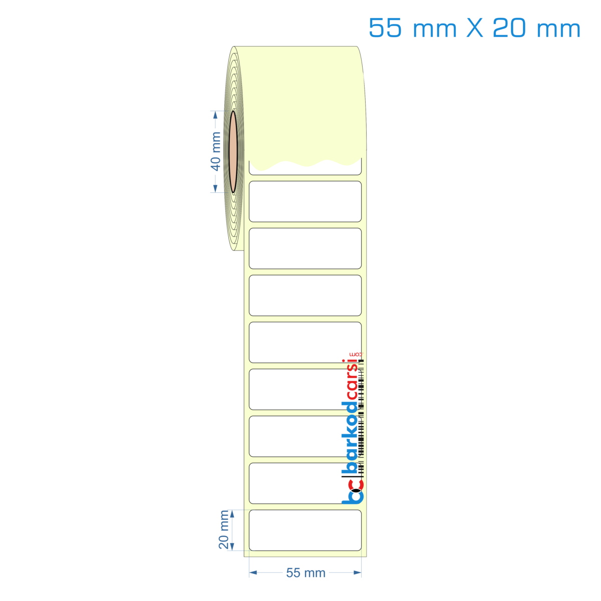 55X20 Mm Hazır Rulo Barkod Etiketi (Yapışkanlı) Kuşe / Vellum / Termal Etiket Fiyatı 55X20 Mm Etiket (Kuşe, Vellum, Eko / Lamine Termal) Fiyatları
