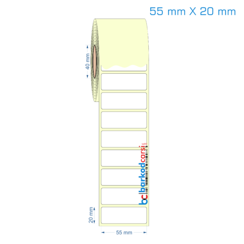 55x20 mm Etiket (Kuşe, Vellum, Eko / Lamine Termal) Fiyatları