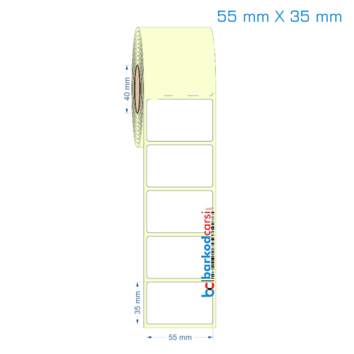 55x35 mm Etiket (Kuşe, Vellum, Eko / Lamine Termal) Fiyatları