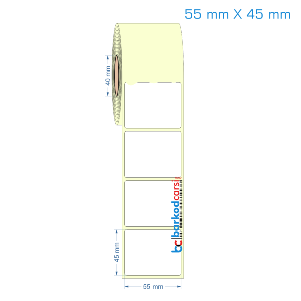 55x45 mm Etiket (Kuşe, Vellum, Eko / Lamine Termal) Fiyatları