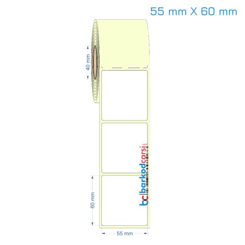 55x60 mm Etiket (Kuşe, Vellum, Eko / Lamine Termal) Fiyatları