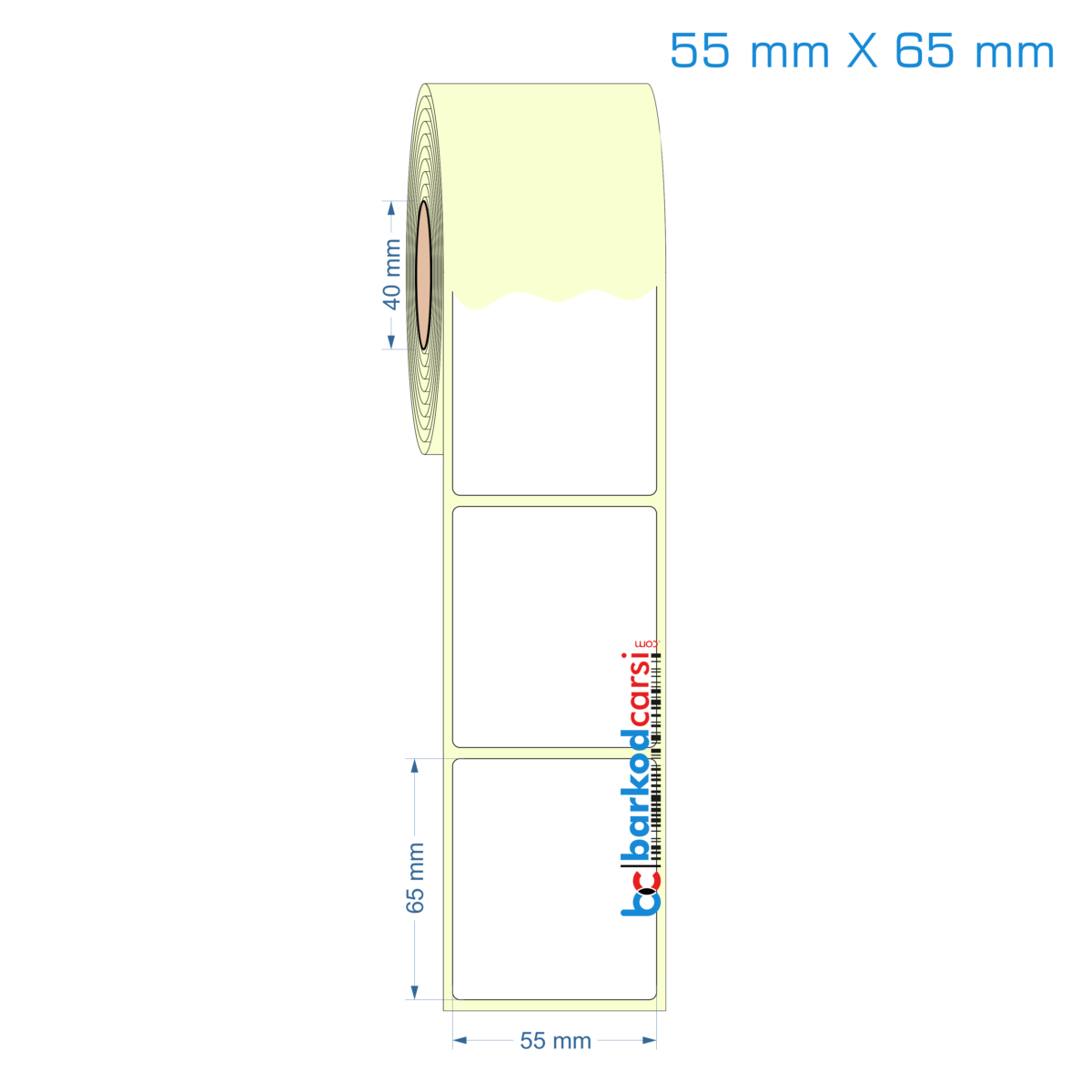 55X65 Mm Hazır Rulo Barkod Etiketi (Yapışkanlı) Kuşe / Vellum / Termal Etiket Fiyatı 55X65 Mm Etiket (Kuşe, Vellum, Eko / Lamine Termal) Fiyatları