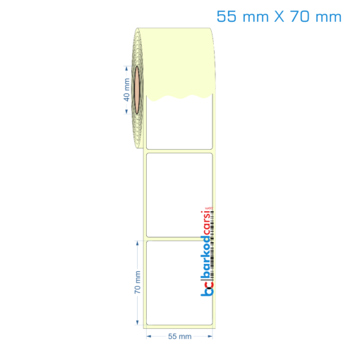 55x70 mm Etiket (Kuşe, Vellum, Eko / Lamine Termal) Fiyatları