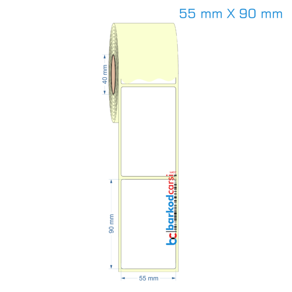 55x90 mm Etiket (Kuşe, Vellum, Eko / Lamine Termal) Fiyatları