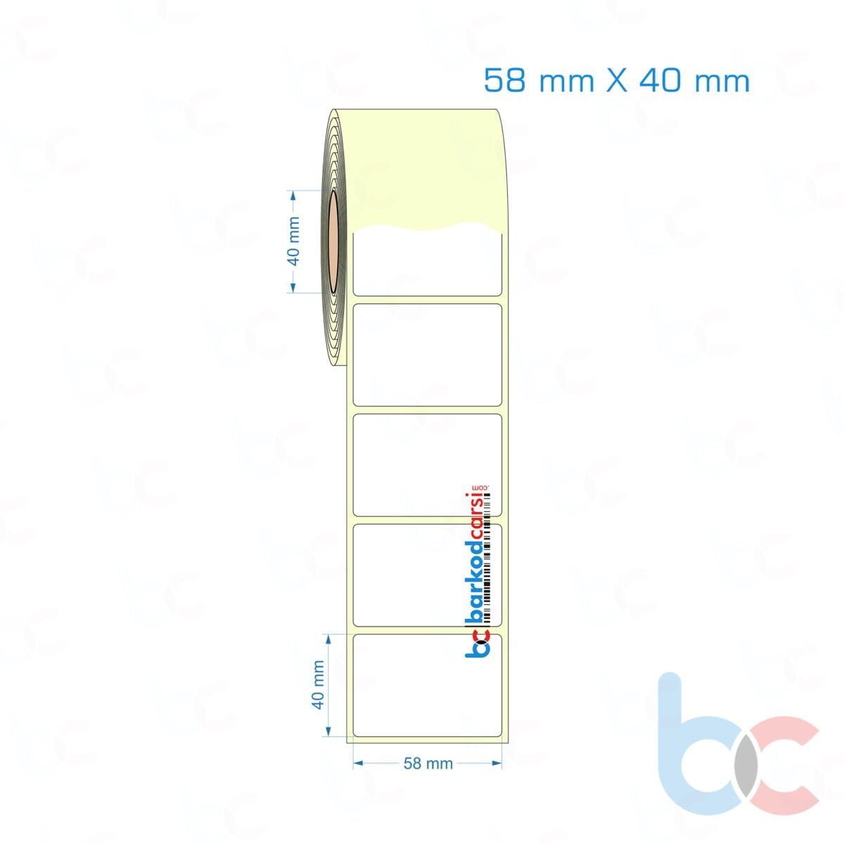 58X40 Mm Hazır Rulo Barkod Etiketi (Yapışkanlı) Kuşe / Vellum / Termal Etiket Fiyatı 58X40 Mm Etiket (Kuşe, Vellum, Eko / Lamine Termal) Fiyatları