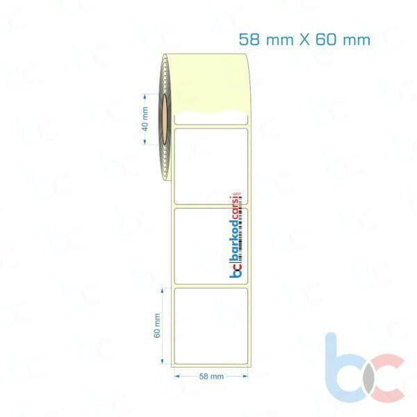 58x60 mm Etiket (Kuşe, Vellum, Eko / Lamine Termal) Fiyatları