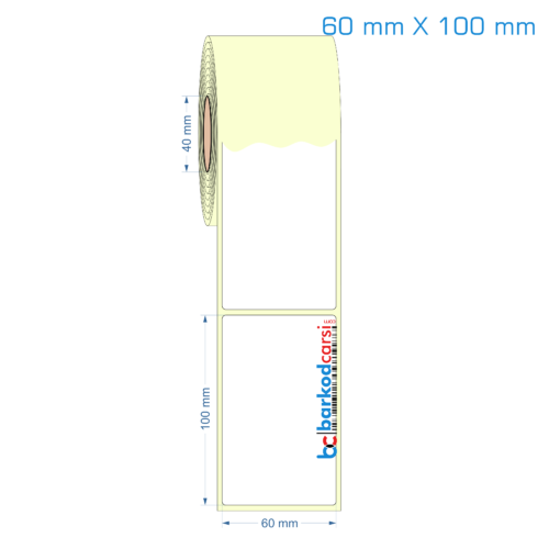 60x100 mm Etiket (Kuşe, Vellum, Eko / Lamine Termal) Fiyatları