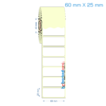 60x25 mm Etiket (Kuşe, Vellum, Eko / Lamine Termal) Fiyatları