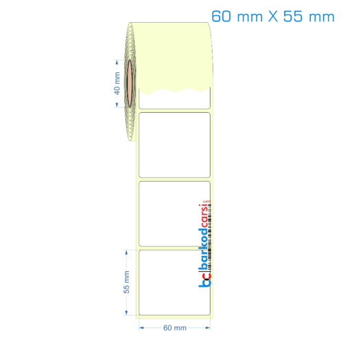 60x55 mm Etiket (Kuşe, Vellum, Eko / Lamine Termal) Fiyatları