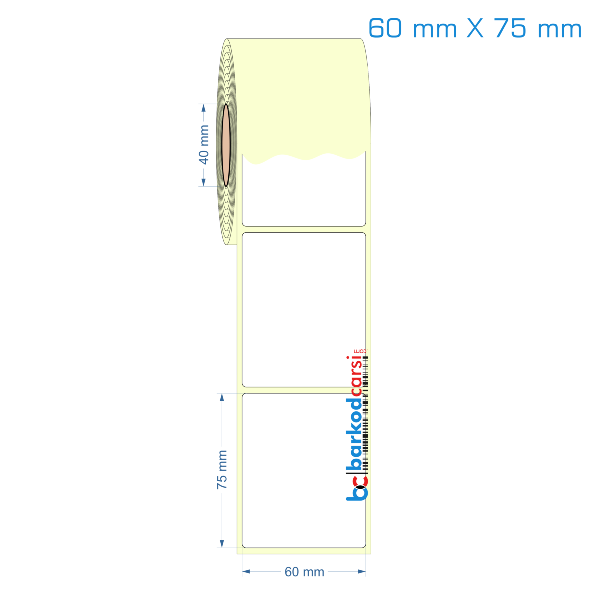 60X75 Mm Hazır Rulo Barkod Etiketi (Yapışkanlı) Kuşe / Vellum / Termal Etiket Fiyatı 60X75 Mm Etiket (Kuşe, Vellum, Eko / Lamine Termal) Fiyatları