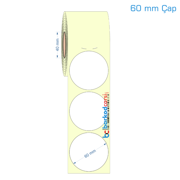 60 mm Çap Etiket (Kuşe, Vellum, Eko / Lamine Termal) Fiyatları