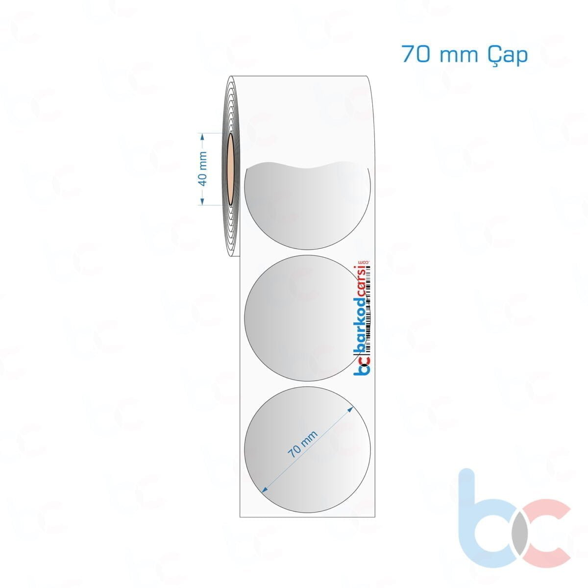 70 Mm Çap Hazır Rulo Gri Alüminyum Renkli Silvermat Etiket 70 Mm Çap Silvermat Etiket (Fiyatı)