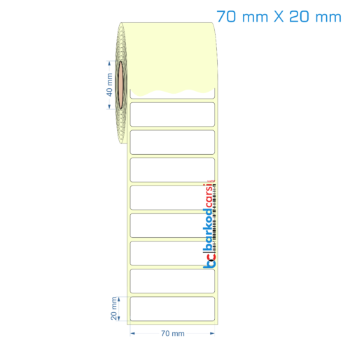 70x20 mm Etiket (Kuşe, Vellum, Eko / Lamine Termal) Fiyatları