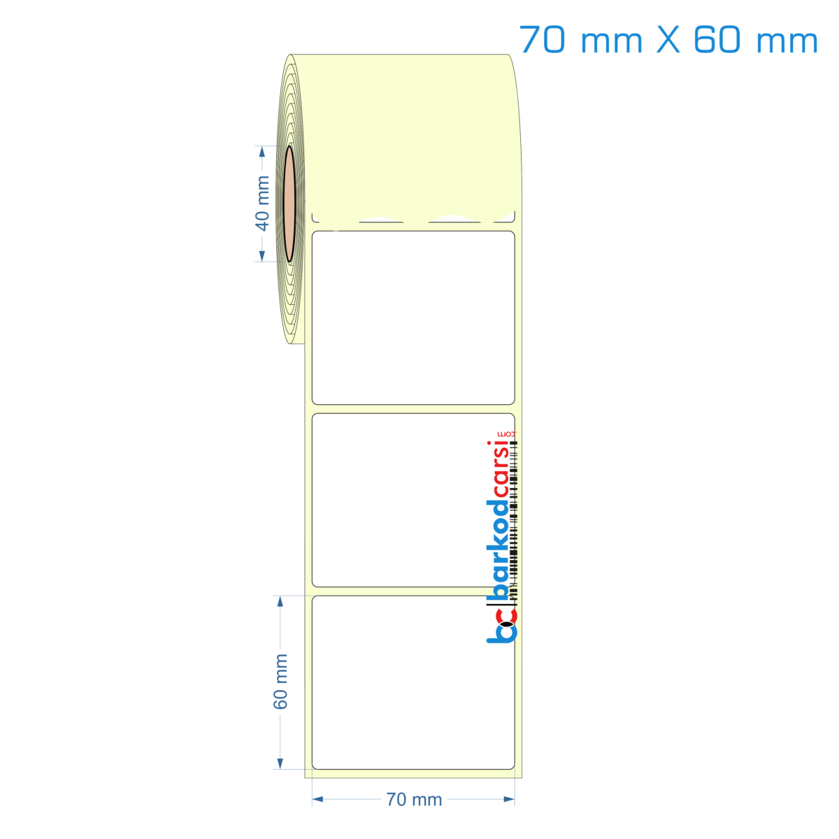 70X60 Mm Hazır Rulo Barkod Etiketi (Yapışkanlı) Kuşe / Vellum / Termal Etiket Fiyatı 70X60 Mm Etiket (Kuşe, Vellum, Eko / Lamine Termal) Fiyatları