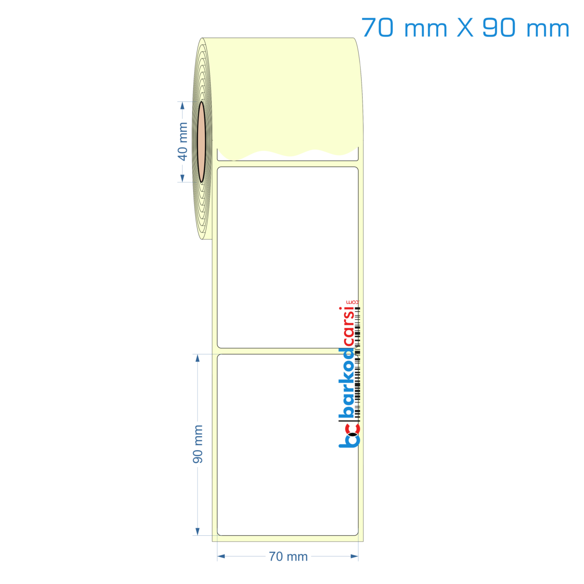 70X90 Mm Hazır Rulo Barkod Etiketi (Yapışkanlı) Kuşe / Vellum / Termal Etiket Fiyatı 70X90 Mm Etiket (Kuşe, Vellum, Eko / Lamine Termal) Fiyatları